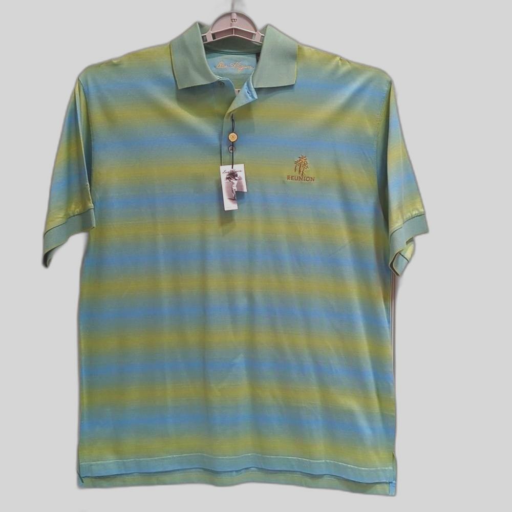 Ed Hogan Men's Jacquard Men's Hombre Striped Short Sleeve Polo Shirt Size Medium